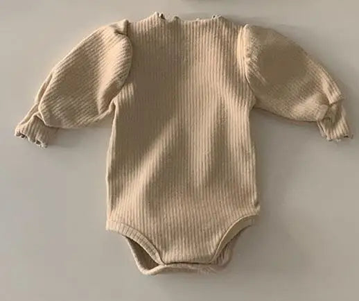 Infant Soft Cotton Long Sleeve Bodysuit Solid Newborn Baby Girl Jumpsuit Toddler Loose Puff Sleeve Pajamas Cute Clothes 0-24M