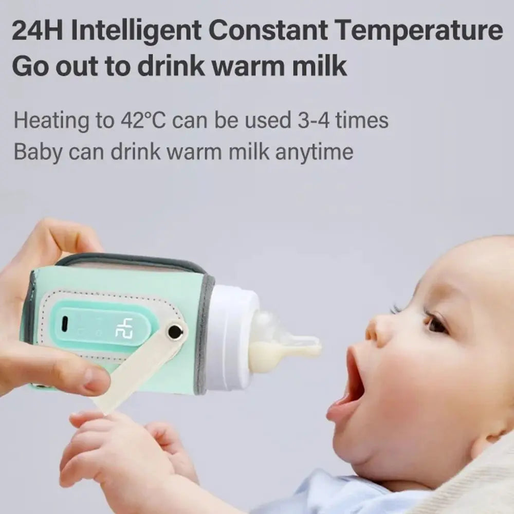 LED Display Portable Baby Bottle Warmer Smart Temperature Control Temperature Adjust Travel Breastmilk Heater 35-50℃ Range