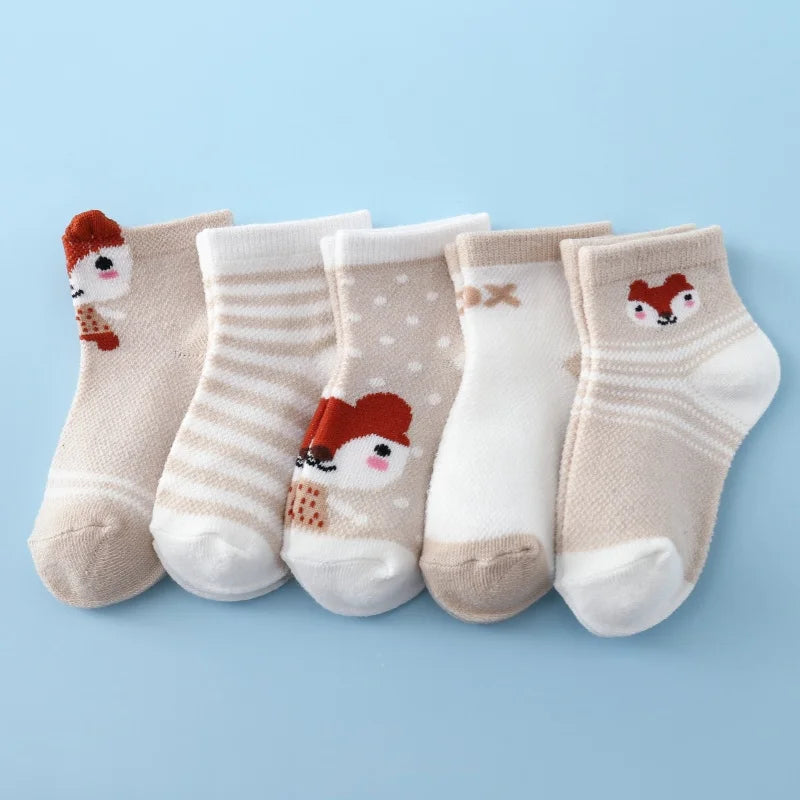 5Pairs/lot Infant Baby Socks For Girls Boys Summer Mesh Thin Baby Socks Cotton Casual Print Newborn Toddler Boy Sock 0-24Month