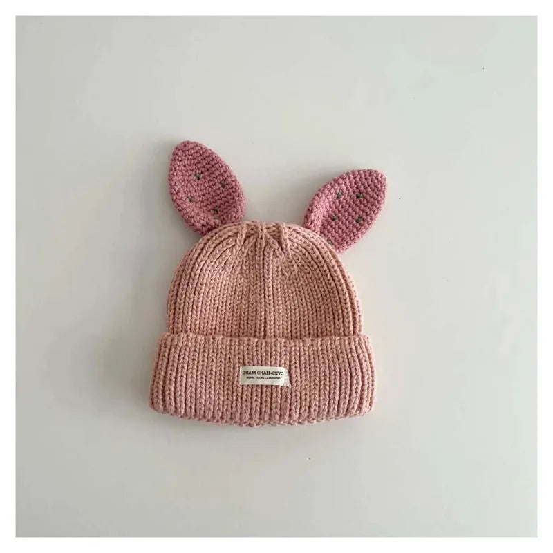Cute Baby Bunny Hat With Ear 2025 Autumn Children's Knitted Hat Boys Girls Beanie Cap Warm Wool Pullover Hat
