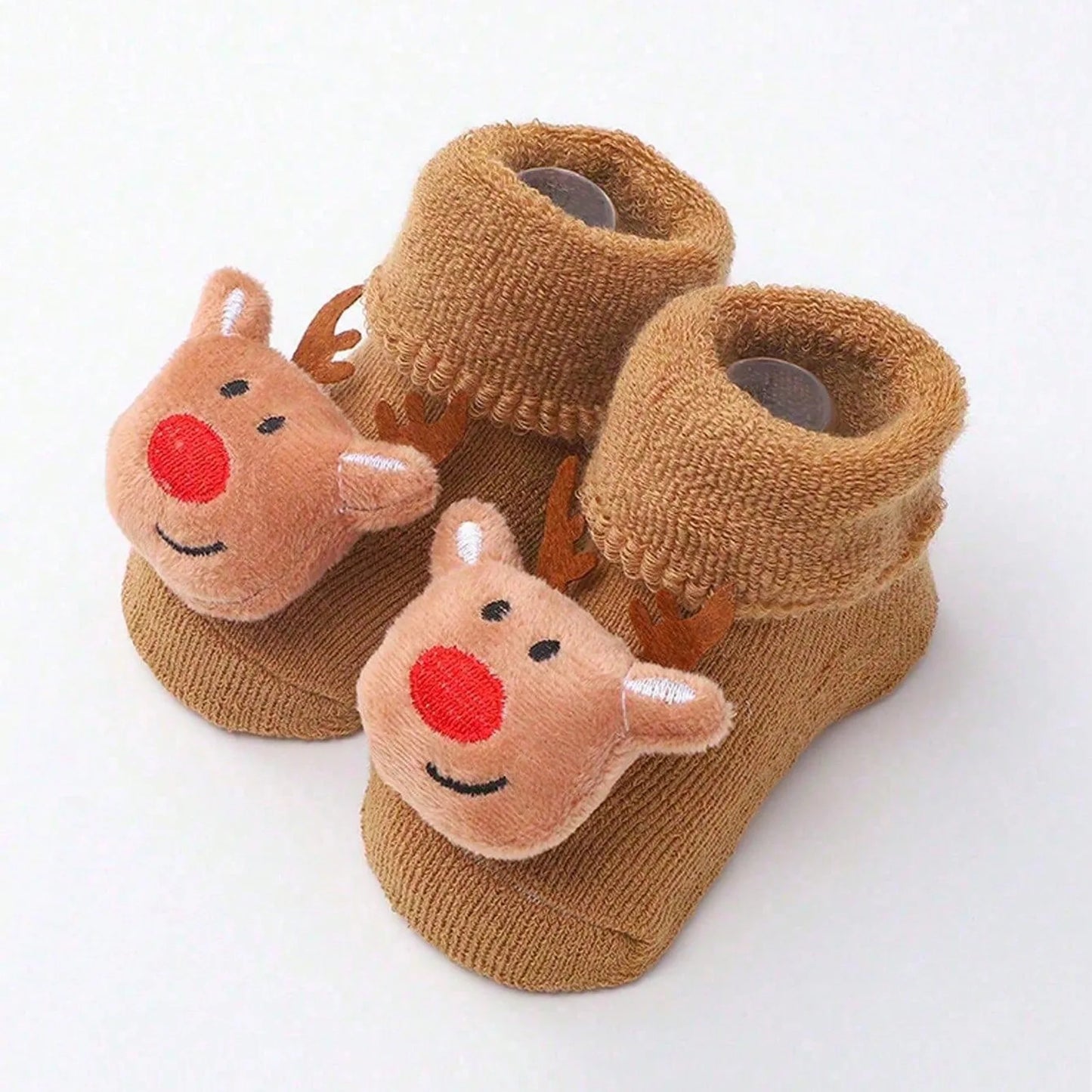 Kids Children's Socks for Girls Boys Non-slip Knitted Cotton Toddler Cute Elk Baby Christmas Socks for Newborns Infant Socks