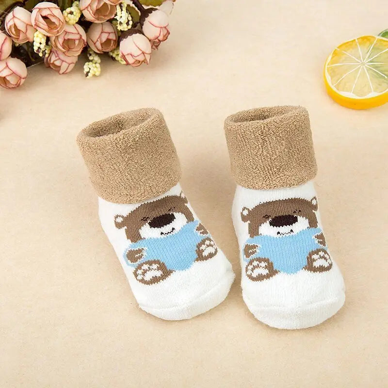 21 Color Baby Socks Boy Girl Winter Cute Bear Puppy Newborn Kids Children Infant Toddler Terry Warm Slipper Striped  Star Dot