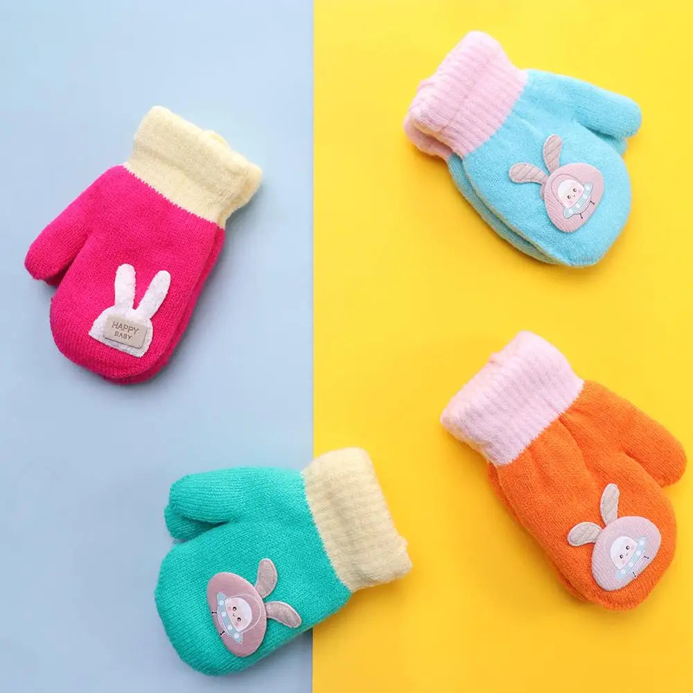 Full Finger Gloves Cute Toddler Children Baby Infant Thickened Knitted Gloves Cartoon Gloves Baby Mittens Warm Mittens