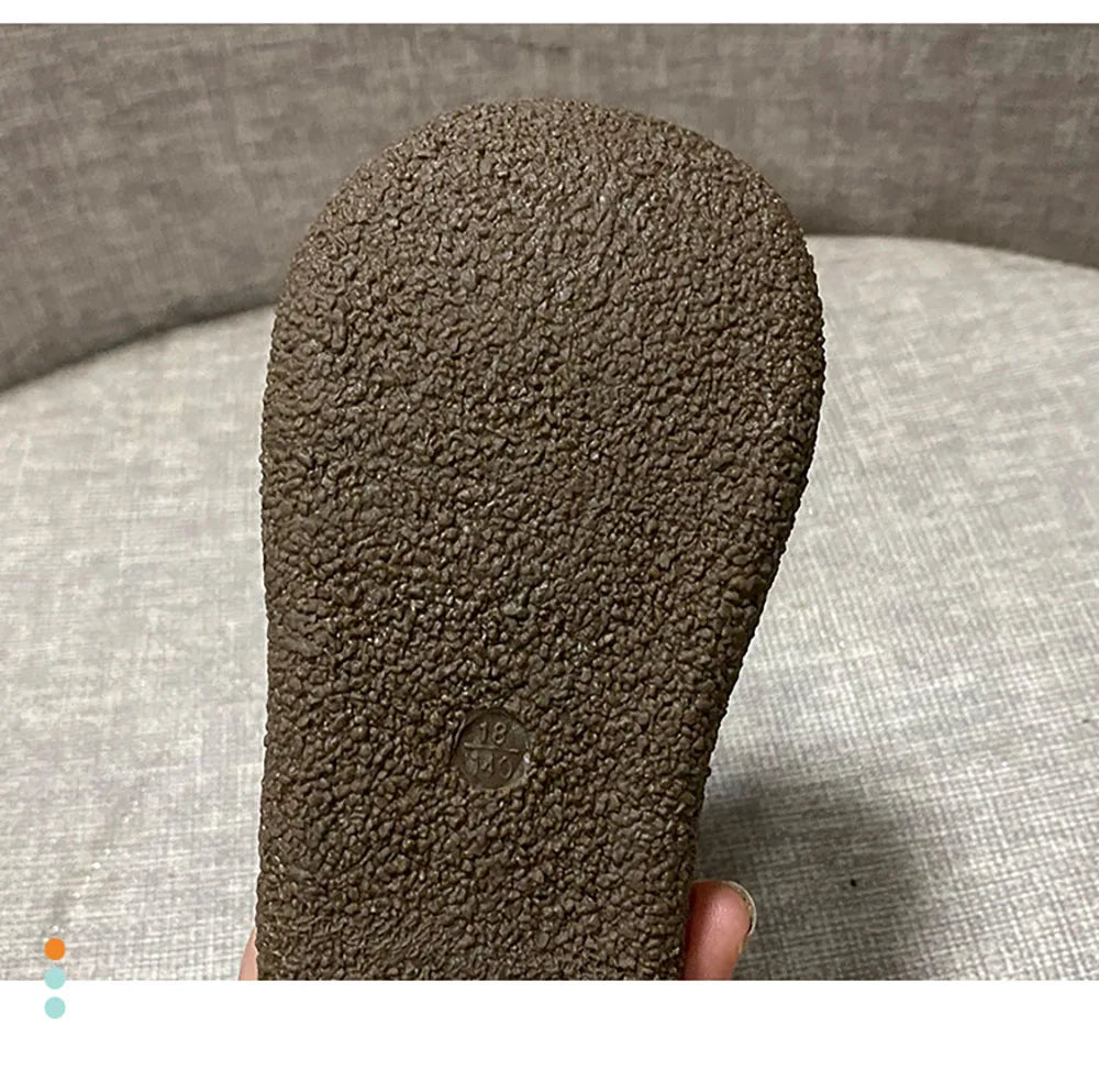 Winter Plush Shoes For Children Geniune Leather Boy's Girl's Toddler Shoes Ergonomics Soft-soled Boy's Girl's Faux Fur Warm Shoe
