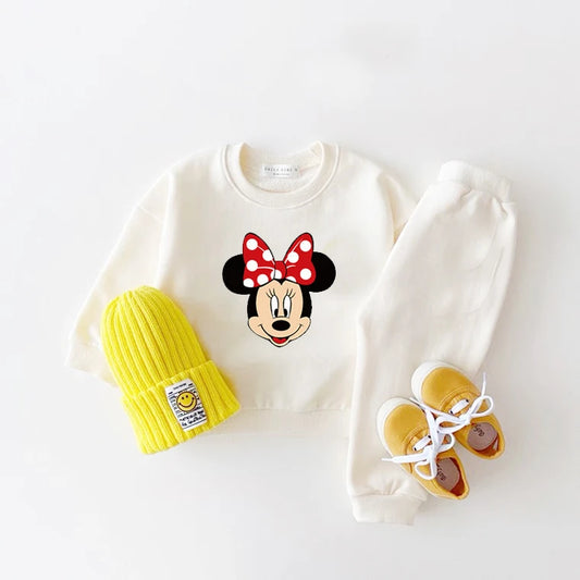 Minnie Long Sleeve Tracksuits For Girls Solid Color Tops+Sweatpants 2pcs/Set New Autumn Costume Toddler Fashion Casual Suits