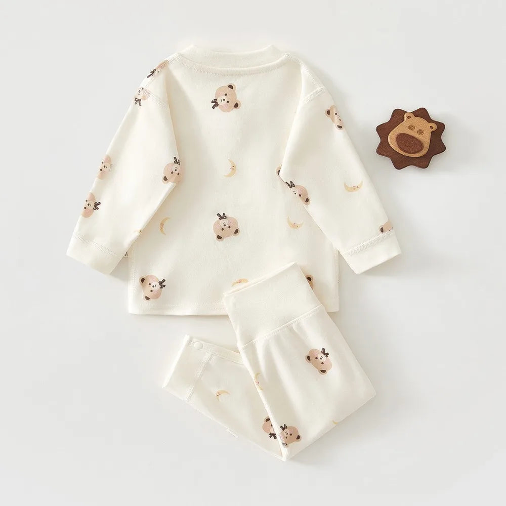 Newborn Baby Base Shirt+pants 2-piece Set Autumn and Winter Cartoon Pure Cotton Top+pants 0-18M Newborn Baby Pajamas