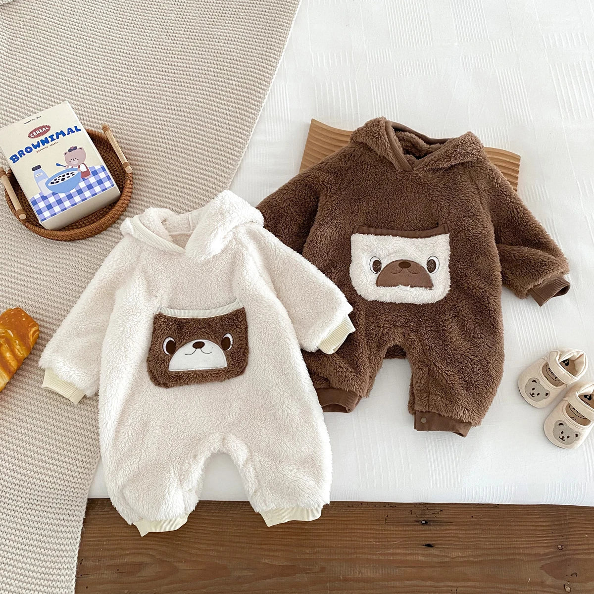 Autumn and Winter Baby Boys Girls Romper Infant Thickening Warm Jumpsuit with Hat 0-2 Years Old Newborn Baby Bodysuit