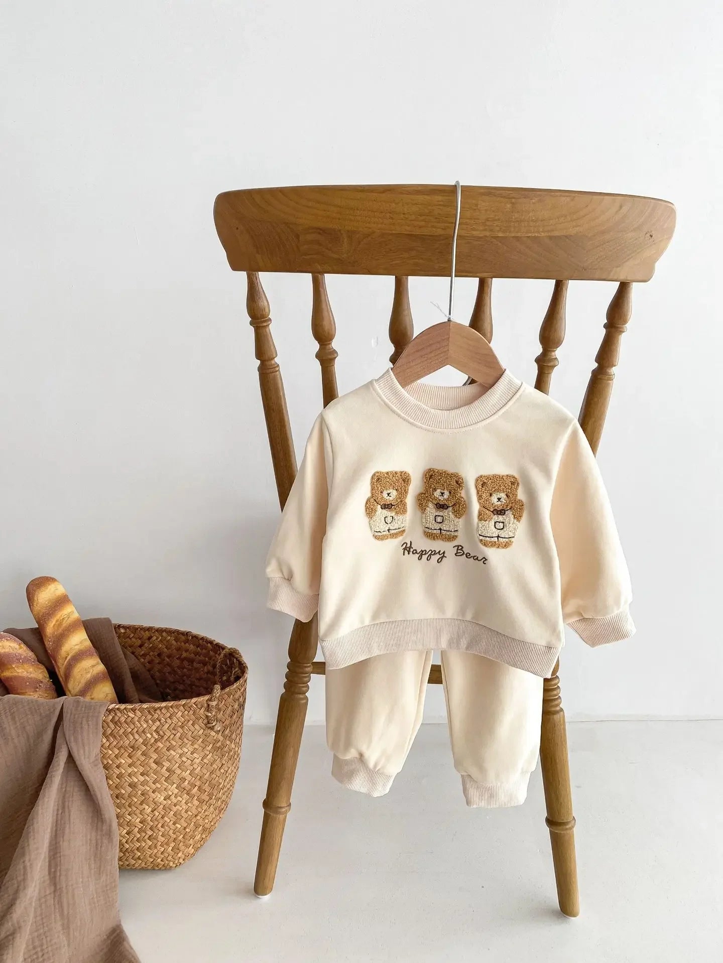 0-3T Newborn Kid Baby Boy Girl Autumn Winter 2pcs Clothes Set Cotton Bear Print Sweatshirt Top Pant Suit Two Piece Set Outfit