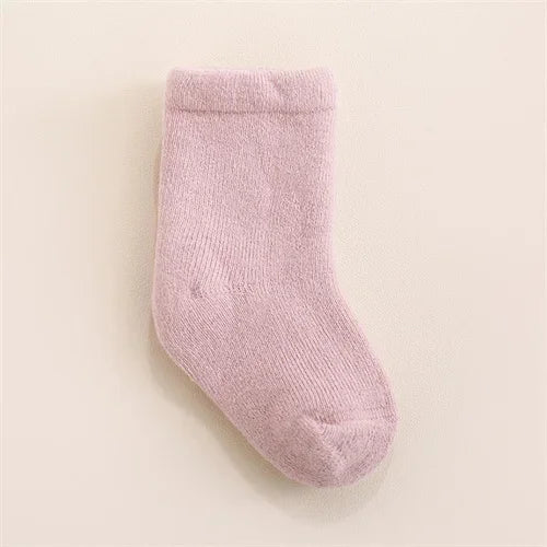 New Winter Thick Terry Cotton Socks For Girls Boys 0-3Yrs Newborn Baby Solid Socks Infant Toddler Daily Wear Keep Warm In Home