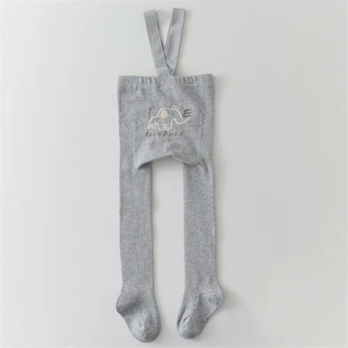 Newborn Baby Tights For Girls Boys Casual Infant Leggings With Shoulder Strap Cartoon Knitted Toddler Pantyhose Autumn New 0-3Y