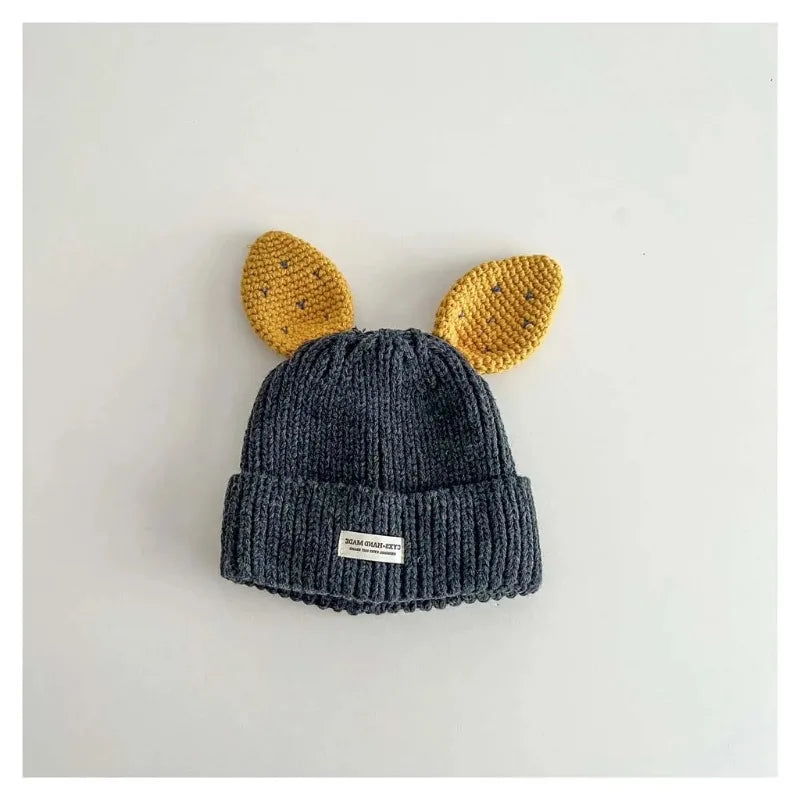 Cute Baby Bunny Hat With Ear 2025 Autumn Children's Knitted Hat Boys Girls Beanie Cap Warm Wool Pullover Hat