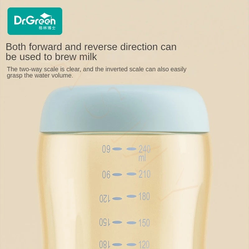 Dr.Green Newborn baby bottle PPSU 6cm Wide Mouth Washable Bottles Forward and reverse bi-directional scale inverted milk brewing