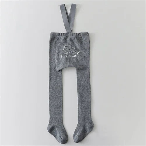 Newborn Baby Tights For Girls Boys Casual Infant Leggings With Shoulder Strap Cartoon Knitted Toddler Pantyhose Autumn New 0-3Y
