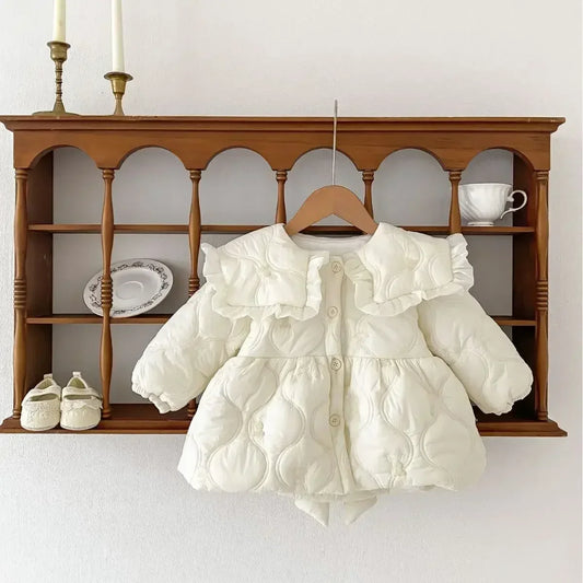 7935 Baby Girls Cotton-padded Jacket Coat Winter New Plus Velvet Baby Girl's Coat Fashion Warm Outerwear
