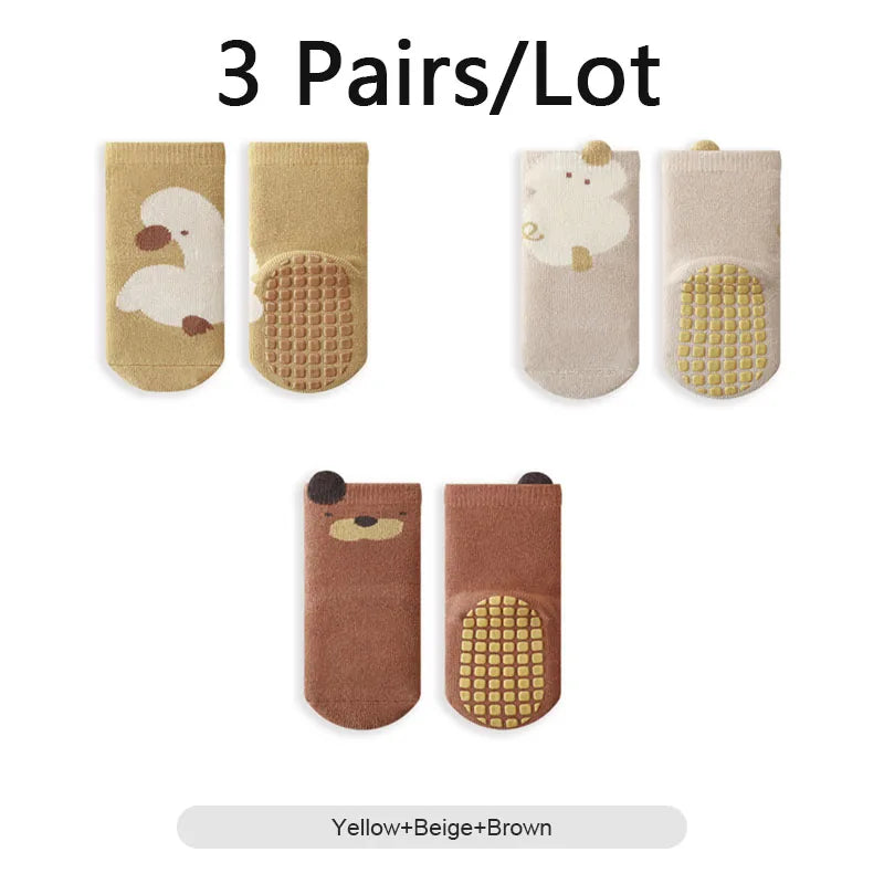 3 Pairs/Lot Baby Floor Socks Winter Thick Warm Kids Tube Sock Indoor Non-Slip Glue Toddler Socks For Boys And Girls