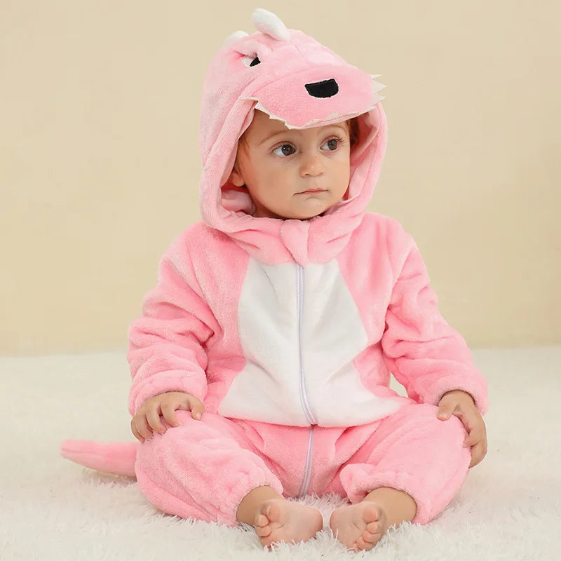 Newborn Kids Monkey Kigurumi Pajamas Winter Thick Baby Blanket Slppers Toddler Infant Clothes Hooded Animal Pyjamas Sleepwear