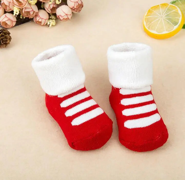 21 Color Baby Socks Boy Girl Winter Cute Bear Puppy Newborn Kids Children Infant Toddler Terry Warm Slipper Striped  Star Dot
