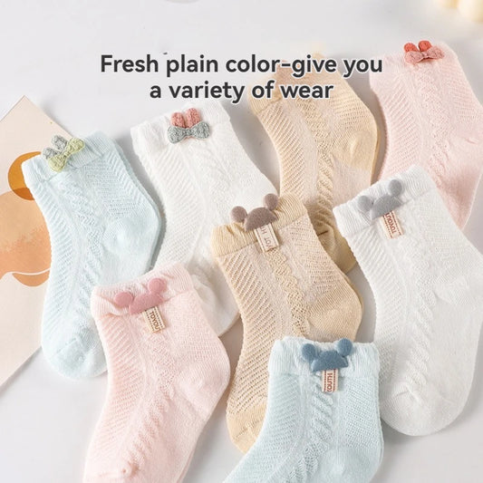 4pcs Newborn Socks Baby Summer Thin Cute Cute Mid Tube Short Socks Fashion New Baby Boneless Breathable Mid Tube Socks