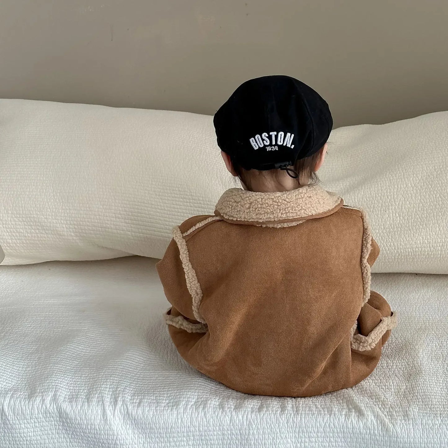 Baby boys and girls fashion Winter Reversible Lamb wool bodysuits 0-3 years infants warm thick jumpsuits