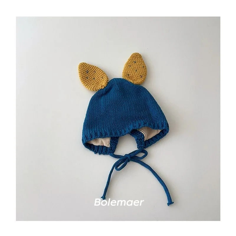 Cute Baby Bunny Hat With Ear 2025 Autumn Children's Knitted Hat Boys Girls Beanie Cap Warm Wool Pullover Hat