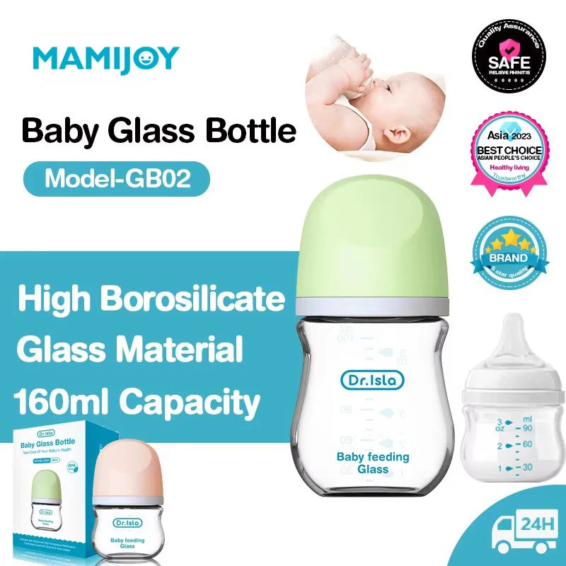Anti-Choke Glass Baby Bottle 160ml