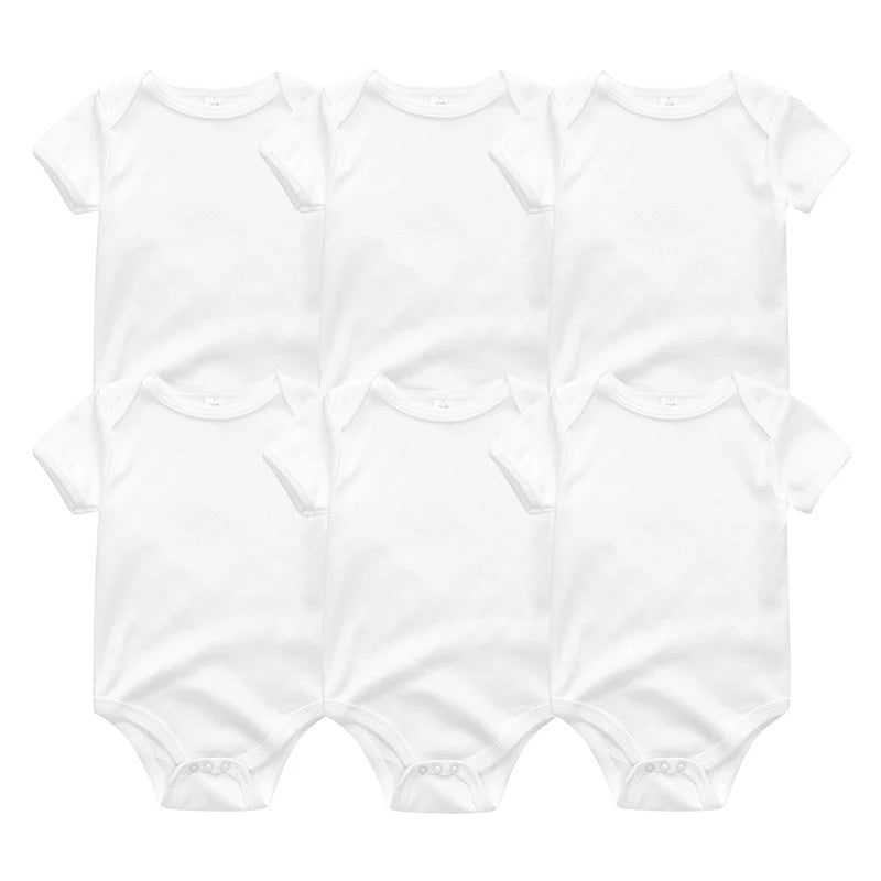 6PCS Newborn Girls Baby Clothing Solid Cotton Baby Boy Clothes Short Sleeve Bodysuits Baby Girl Clothes Print Roupas de bebe