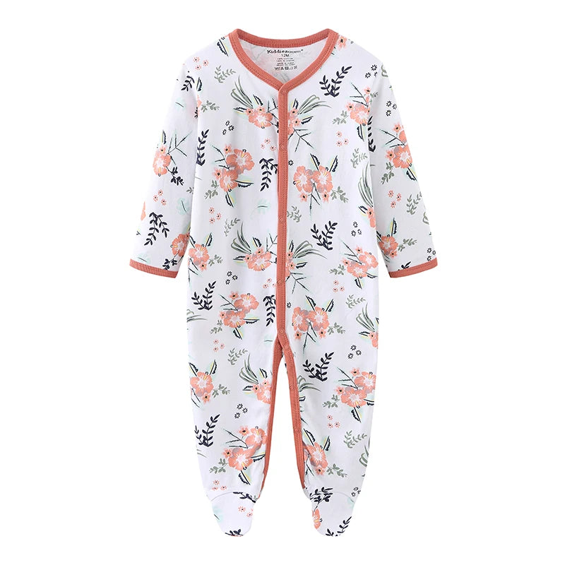 1/3Pieces Baby Girl Clothes Sets Cotton Baby Boy Clothes Solid Color Newborn Romper Print Long Sleeve Cartoon Autumn Spring