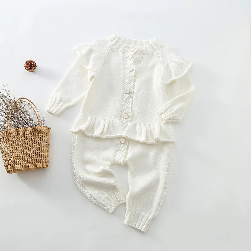 MILANCEL Spring New Baby Clothes Knitting Romper Lace Jumpsuit Girls Outfits Korean Newborn Overalls Baby Girls Clothes