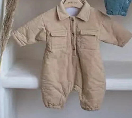 0-24M Baby Girls Boys Romper Warm Autumn Long Sleeve Thick Lining Jumpsuits Winter Clothing Outfits