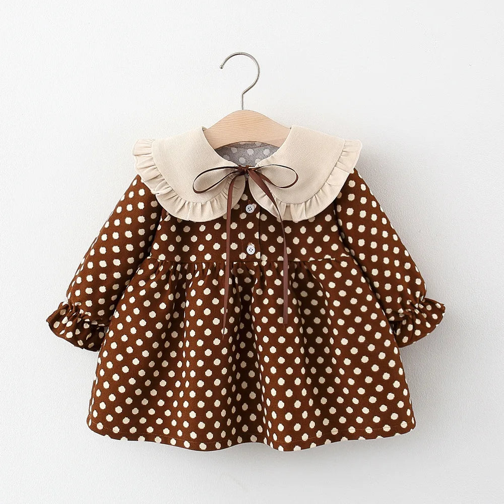 Spring newborn Baby Girls' Clothes Ribbon Bow Dot Dress for toddler Girls Baby Clothing 1st babies Birthday Casual Dresses dress