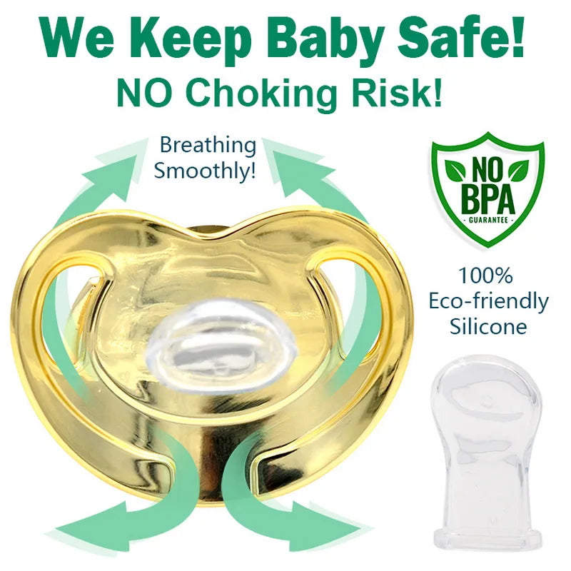 Luxury Baby Corwn Pacifier Gold With Clips Hot Sell BPA Free Silicone Infant White Pacifier For Baby Shower Gift Chupetes