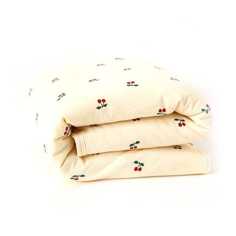 New Autumn Winter Warm Baby Blanket Soft Cotton Cherry Printed Children Quilt Nap Blanket Newborn Swaddle Wrap Bedding