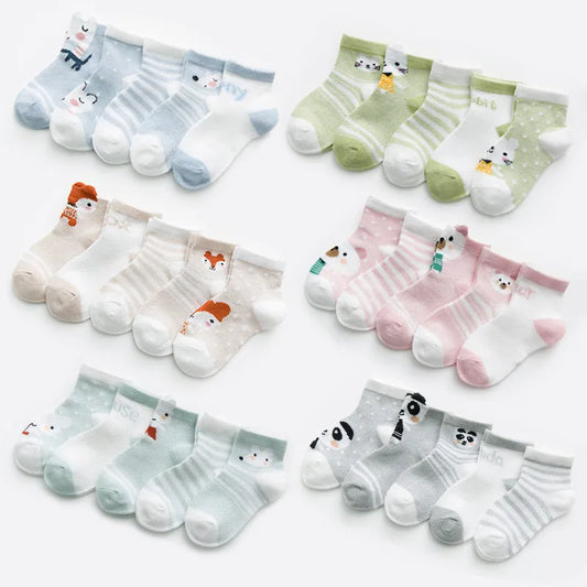 5Pairs/lot Infant Baby Socks For Girls Boys Summer Mesh Thin Baby Socks Cotton Casual Print Newborn Toddler Boy Sock 0-24Month