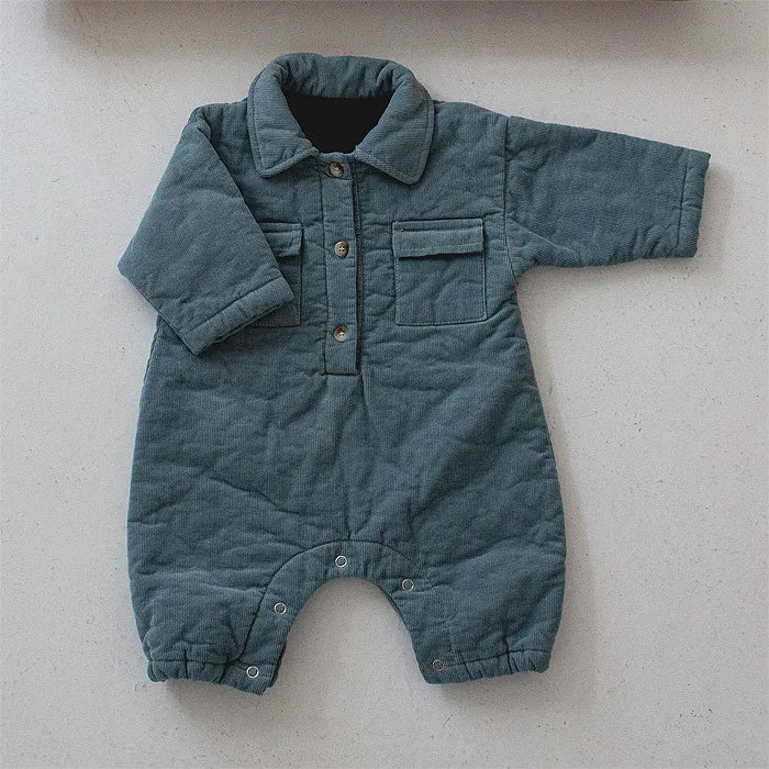 0-24M Baby Girls Boys Romper Warm Autumn Long Sleeve Thick Lining Jumpsuits Winter Clothing Outfits