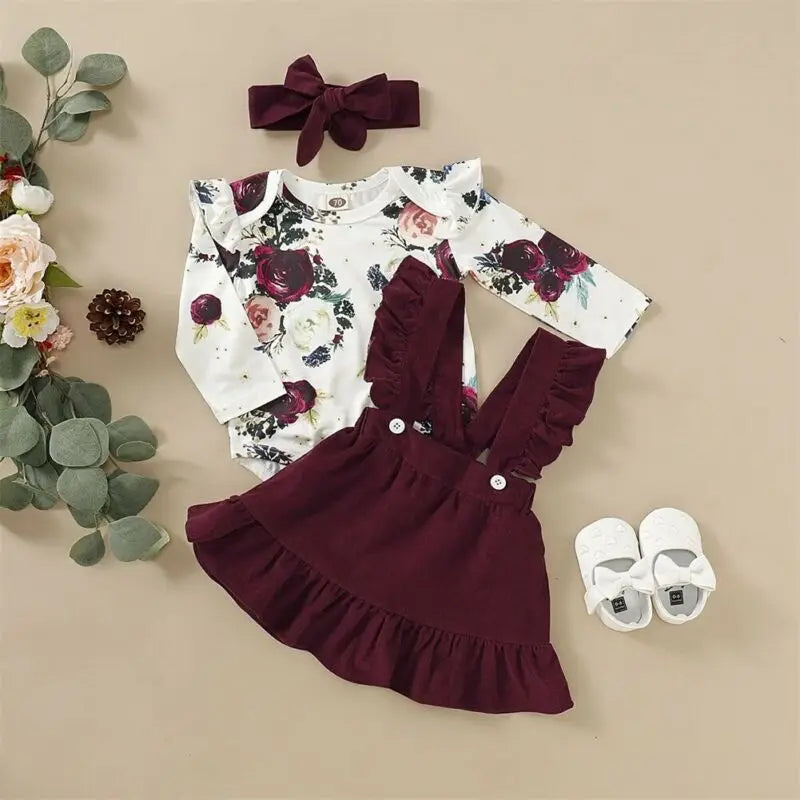Floral Romper & Skirt Set