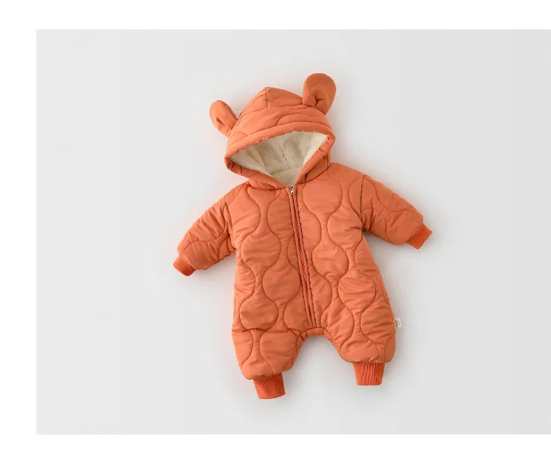 0-24M Baby Girls Boys Romper Warm Autumn Long Sleeve Thick Lining Jumpsuits Winter Clothing Outfits