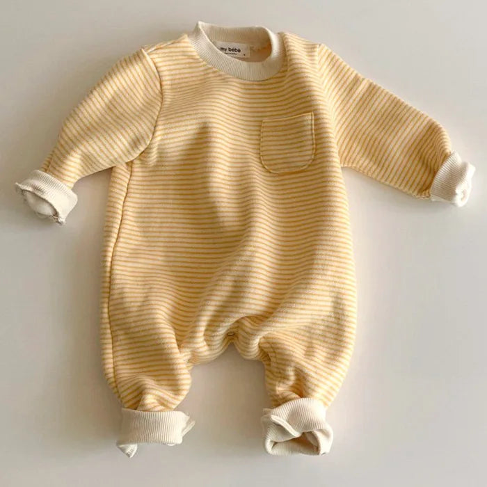 0-24M Baby Girls Boys Romper Warm Autumn Long Sleeve Thick Lining Jumpsuits Winter Clothing Outfits