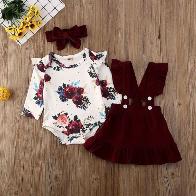 Floral Romper & Skirt Set