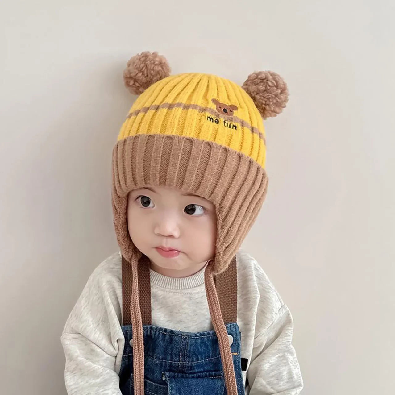 Winter Warm Knitted Baby Hat Cute Cartoon Animals Baby Boys Girls Cap Beanies Anti-cold Toddler Kids Lacing Hat