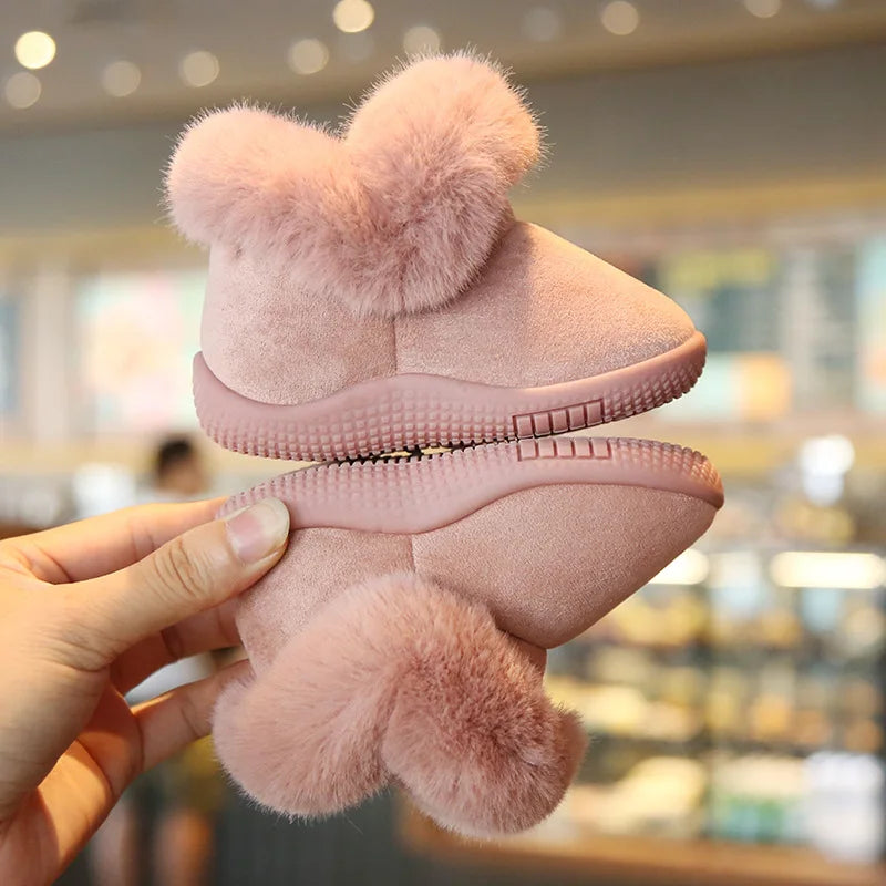 Plush Warm Kids Snow Boots Baby Girl Shoes Cotton Shoes Walkers Non-slip Infant Boot Non-slip Winter Baby Snow Boots Toddle