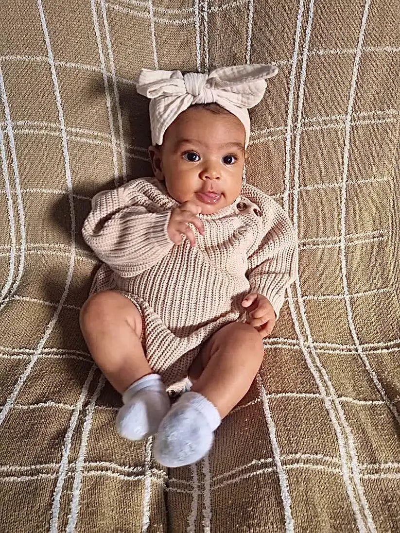 Neutral Baby Knit Romper Side Button Onesie Jumper Cable Knitting Infants Winter Clothes