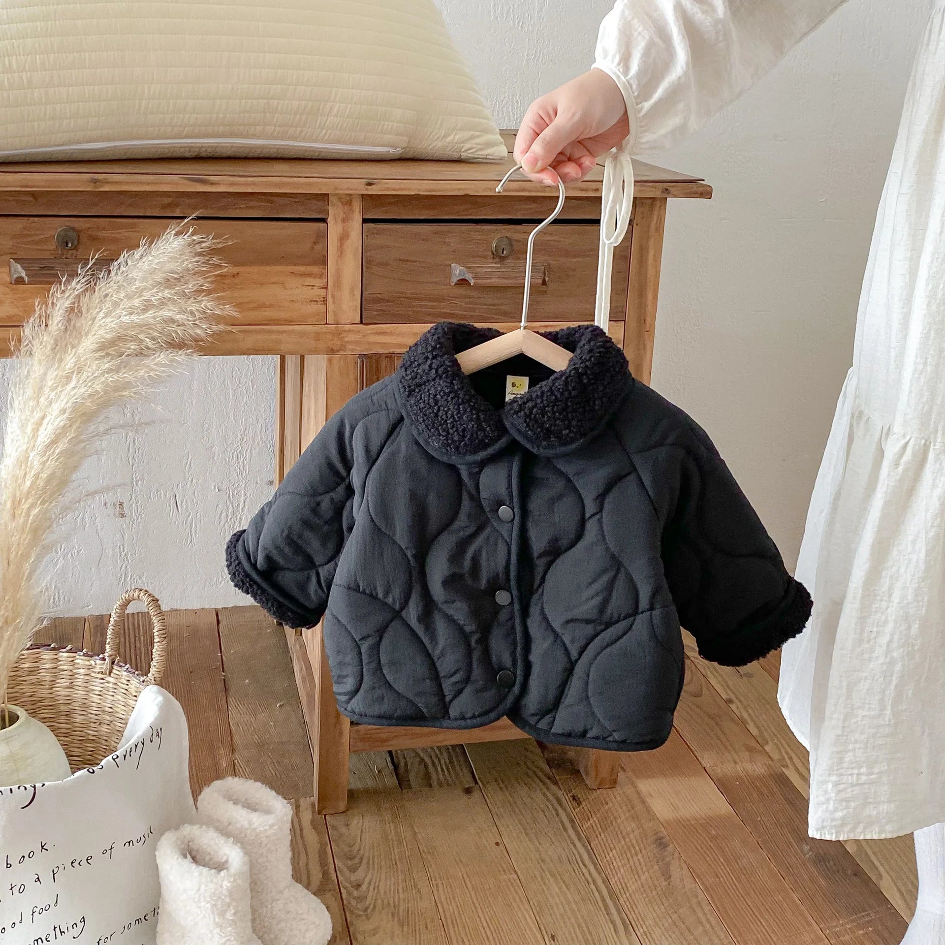 Korean Retro Velvet Kids Coat