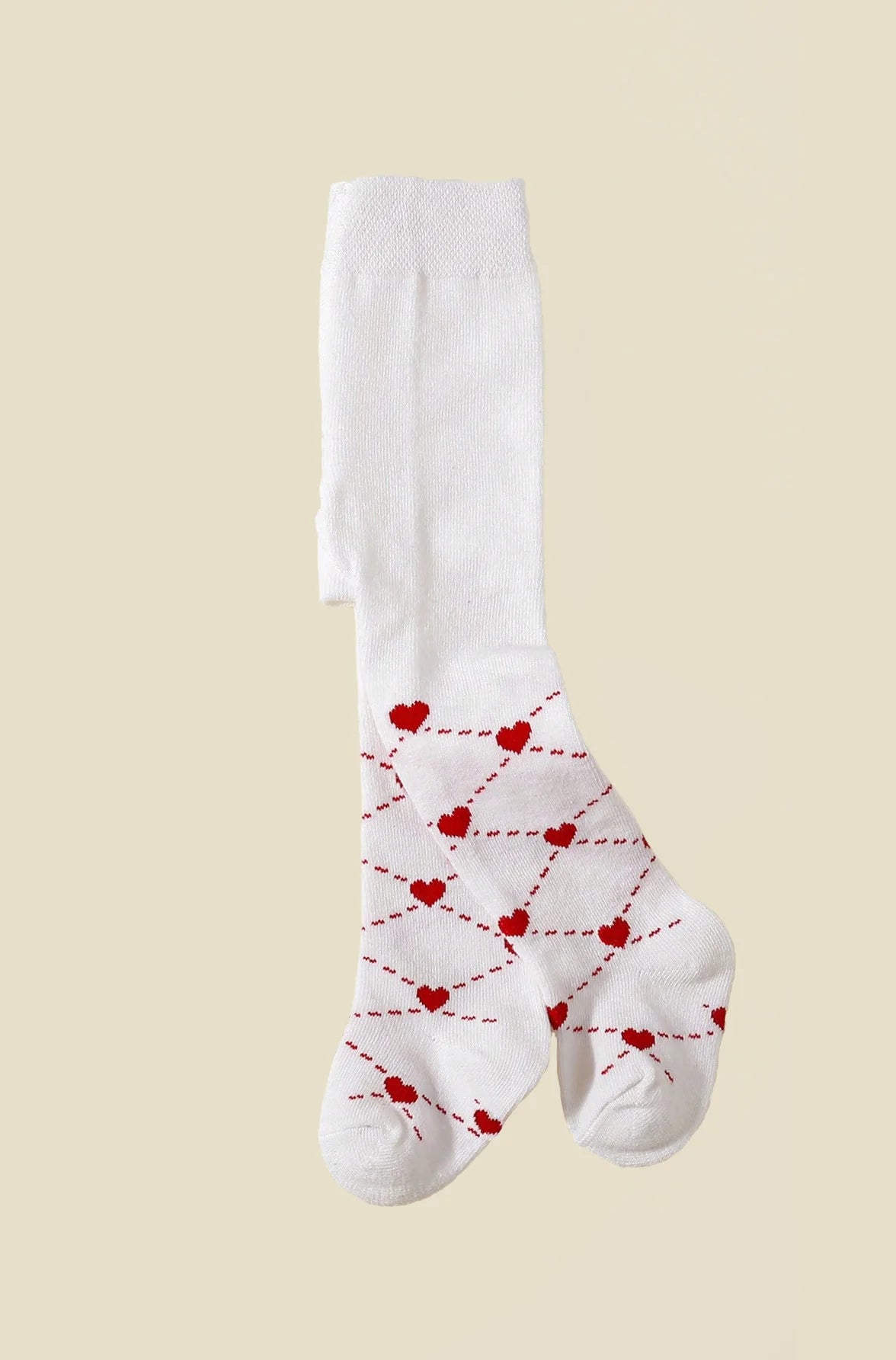 1 Pair of Baby Girls Cotton Red and White with Heart Shaped Leggings, Fashion Cute Soft Elastic Stockings for 0-12 Months Toddler