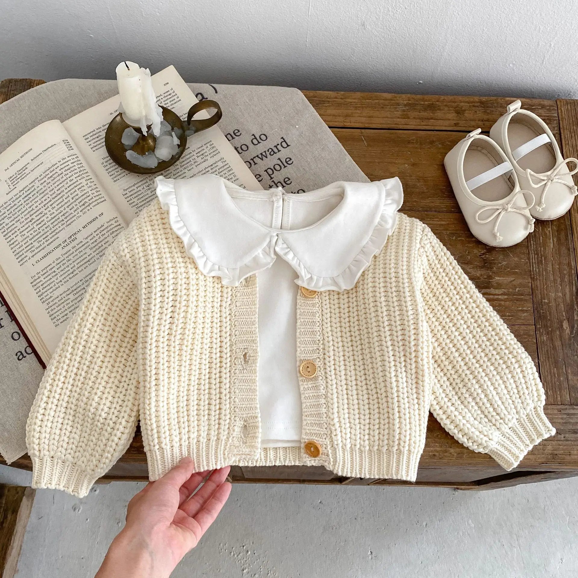 V-Neck Knit Baby Cardigan