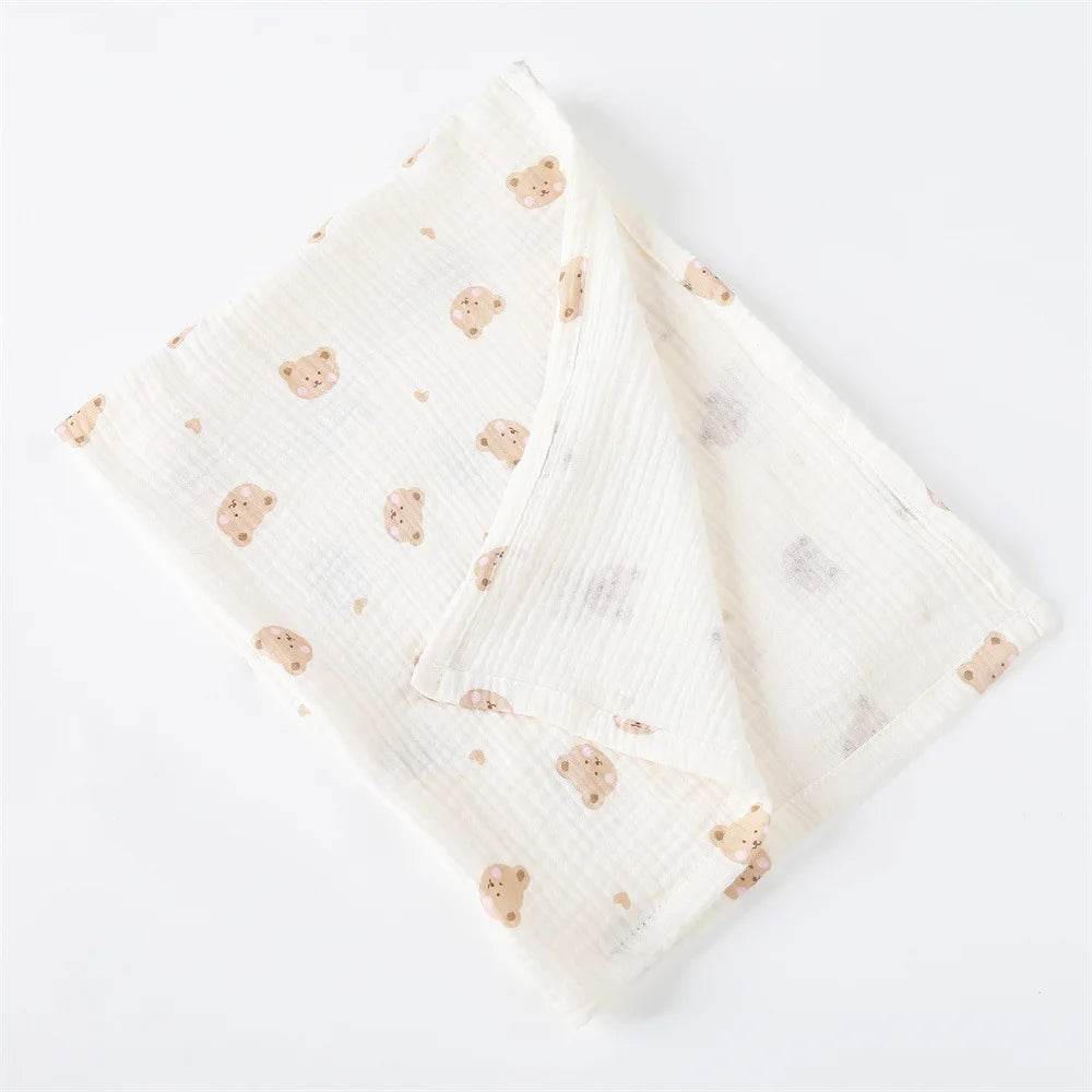 Cotton Swaddle Blanket Baby Blanket Floral Print Muslin Diaper Swaddle New Born Crinkle Fabric Baby Born Stroller Cover