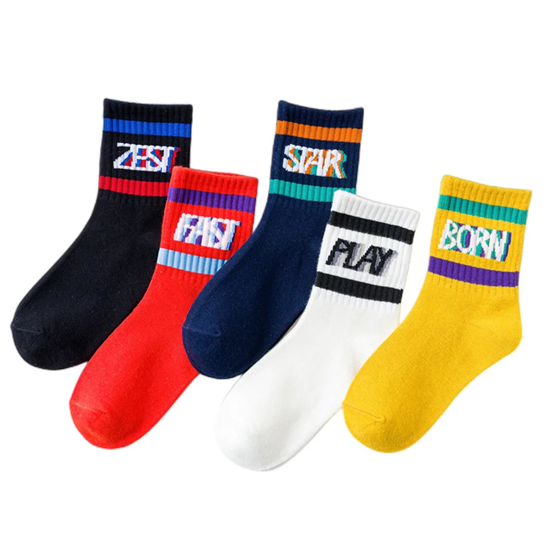 5Pairs Children's Socks Spring And Autumn Cotton Car Cartoon Boy's Socks Kids Sports Socks  Boys Girls Quality Breathable Socks