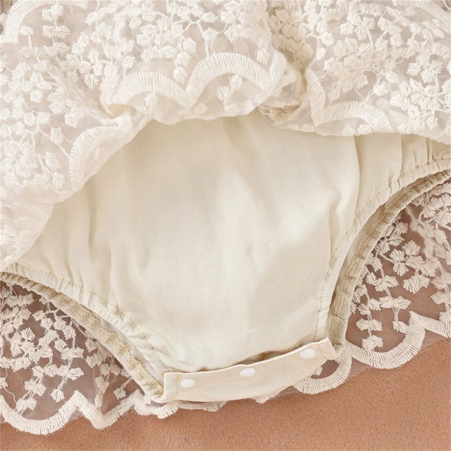 Kid Infant Baby Girl Romper Dress, Long Sleeve Round Neck Patchwork High Waist Lace Floral Party Dress 0-18M