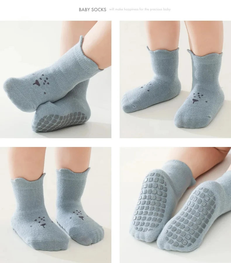 3/5/1Pairs/Lot Baby Socks Infant Newborn Anti-Slip Cotton Floor Socks For Girls Boys Cute Unisex Rubber Grips Toddler Socken