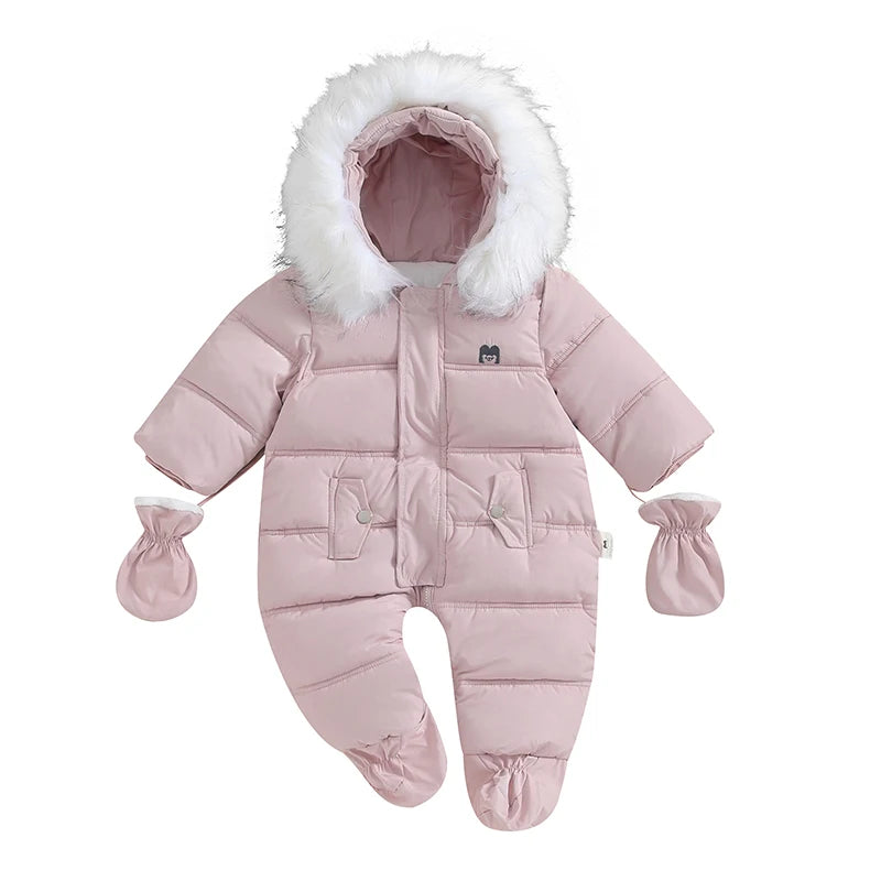 Citgeett Winter Infant Baby Boys Girls Coat Romper Warm Outwear Hooded Puffer Jacket Footie Jumpsuit Fall Clothes