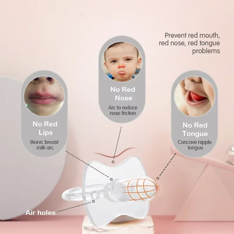 1pc Baby Silicone Pacifier 100% Liquid Silicone Bpa Free Food Grade Material Newborn Soft Air Inflation Soother